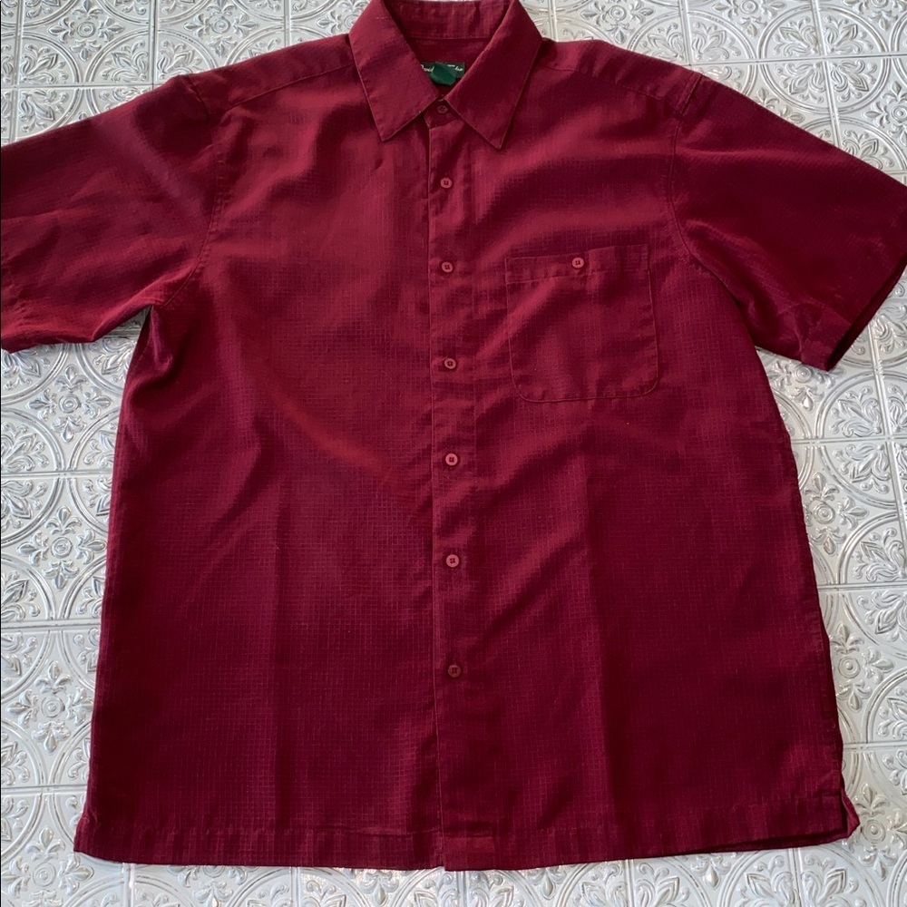 David Taylor Short Sleeve Button Front Shirt Mens Large